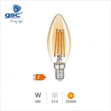 Bombilla Vela LED E14 4w 2500K 400 Lm Filamento Vintage GSC C10/100
