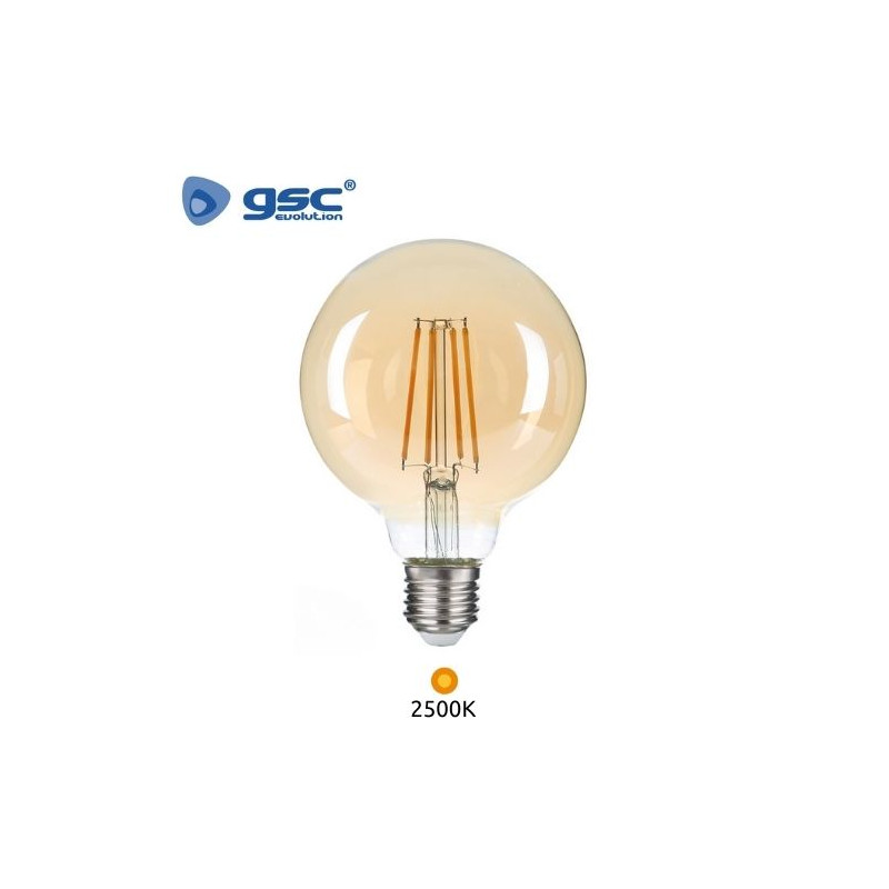 Bombilla Globo LED E27 G95 7w 2500K 680Lm Filamento Vintage GSC C1/20