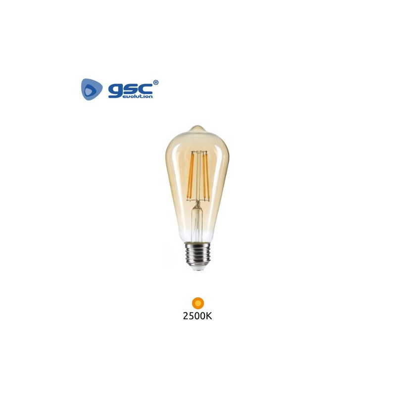 Bombilla Pera LED E27 7w 2500K 680 Lm Filamento Vintage GSC C1/50