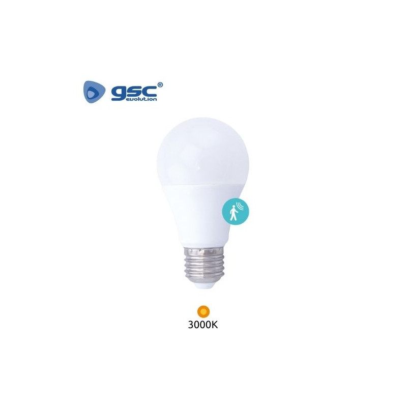 Bombilla Estándar LED E27 SENSOR Presencia 9w 3000K 950Lm 220V GSC C10/100