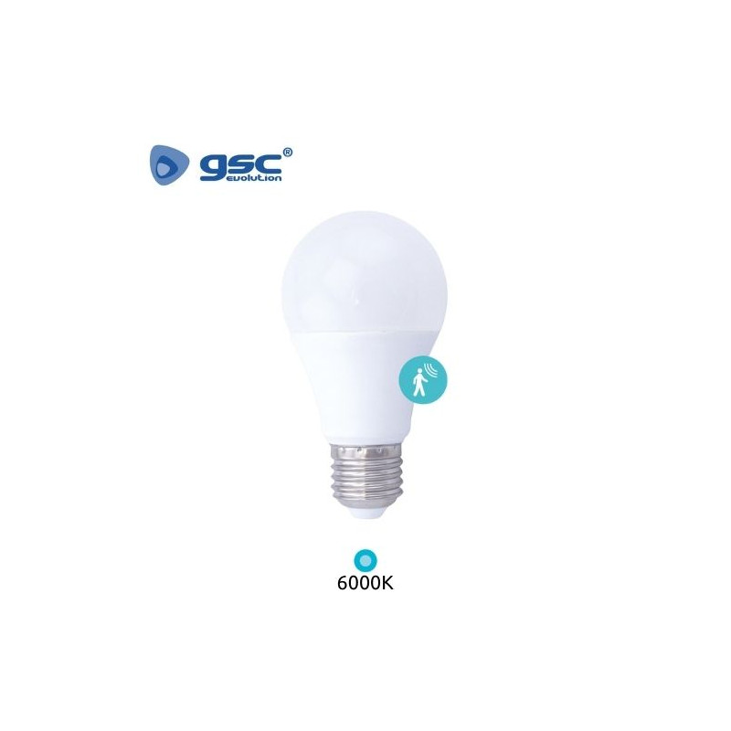 Bombilla Estándar LED E27 SENSOR Presencia 9w 6000K 950Lm 220V GSC C10/100