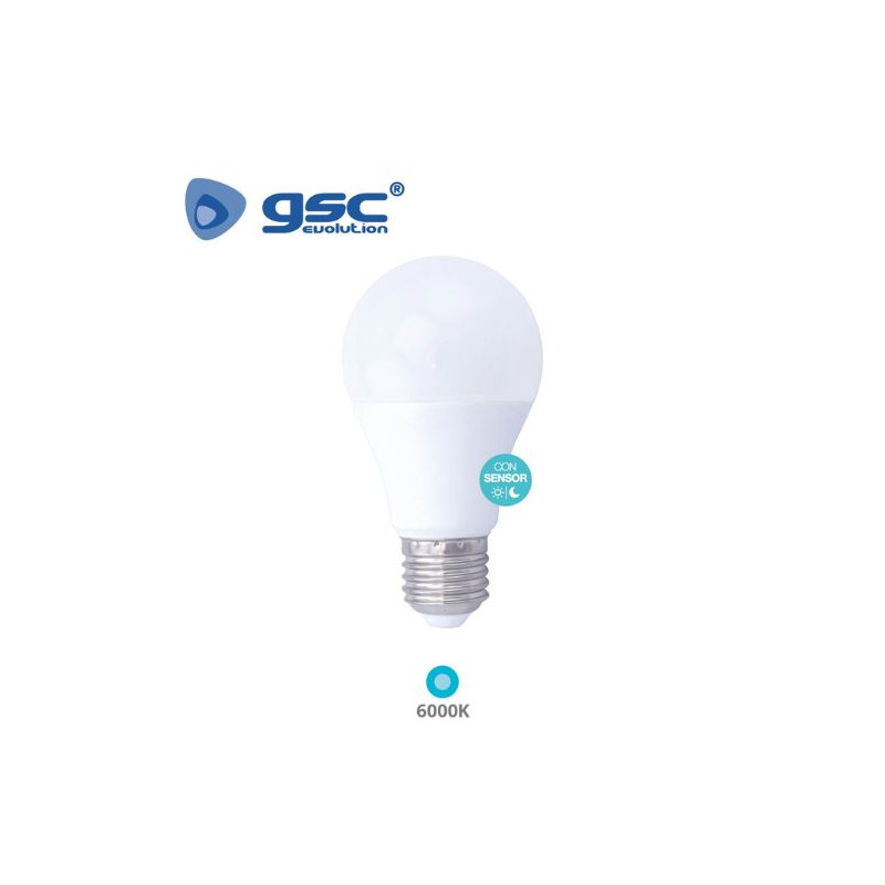 Bombilla Estándar LED E27 SENSOR Crepuscular 9w 6000K 950Lm 220V GSC C10/100