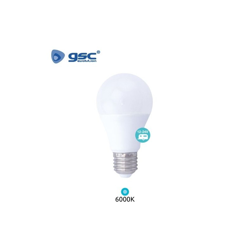 Bombilla Estándar LED E27 9w 6000K 924Lm 12V-24V GSC C10/100
