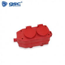 Base 4 Tomas TT sin Cable Rojo GSC UUS