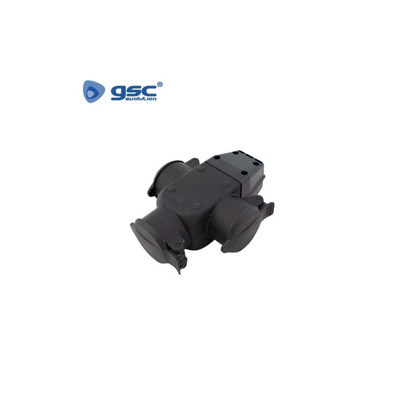 Base 3 Tomas TT con tapas sin Cable IP44 GSC C1/50