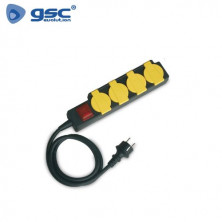 Base 4 Tomas TT 3x1,5mm 1,5 metros de cable con interruptor y tapas IP44 GSC C1/15