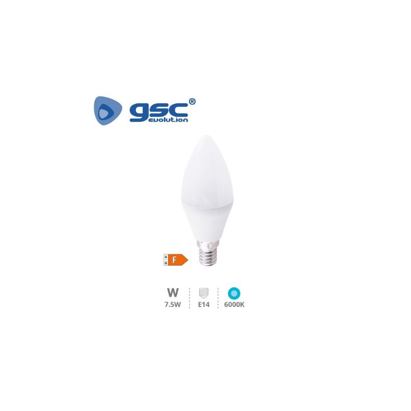 Bombilla Vela LED E14 7,5w 6000K 700Lm  GSC C10/100
