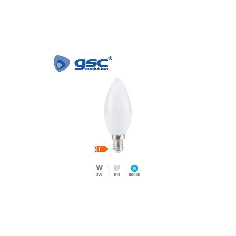 Bombilla Vela LED E14 3w 6000K 250Lm  GSC C10/100