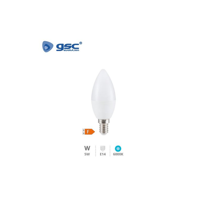 Bombilla Vela LED E14 5w 470 Lm 6000K GSC C10/100