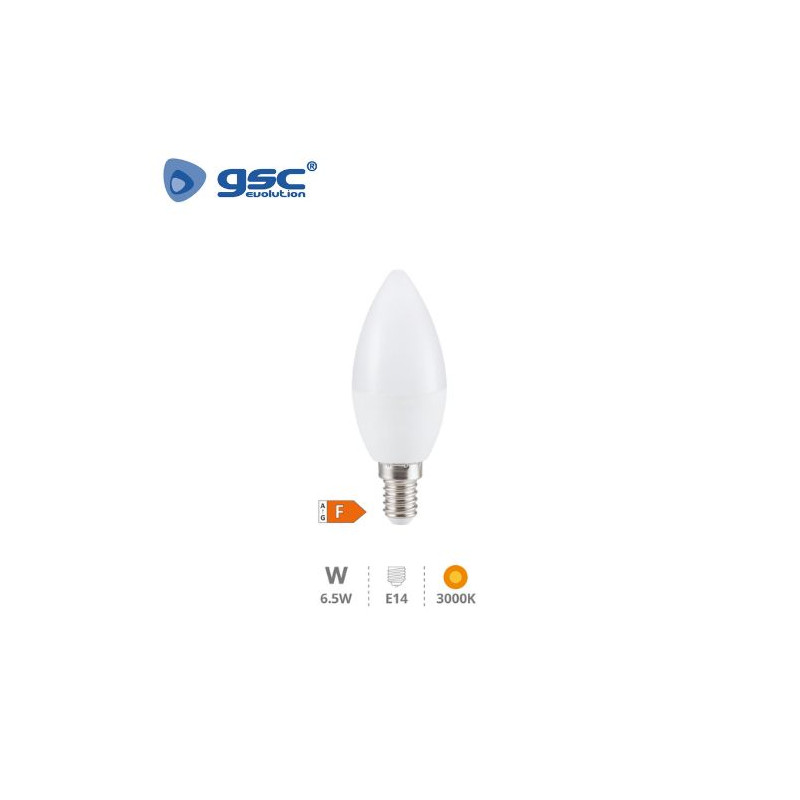 Bombilla Vela LED E14 6,5w 3000K 600Lm  GSC C10/100