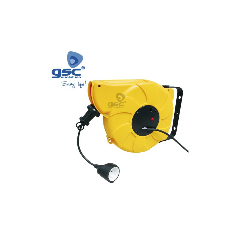 Enrollacable 11m 3x1,5mm 1 Toma Schuko TT de pared autoenrollable 220V GSC C1/4