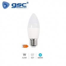 Bombilla Vela LED E27 6,5w 6000K 600Lm  GSC C10/100