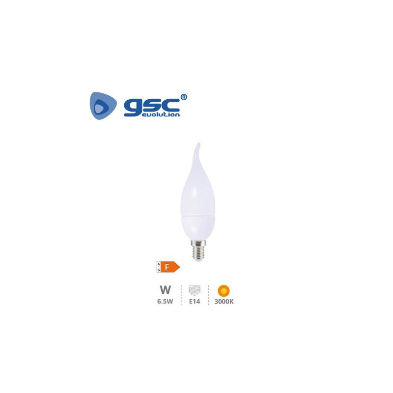 Bombilla Vela LED E14 6,5w3000K 600 Lm Soplo de viento GSC C10/100