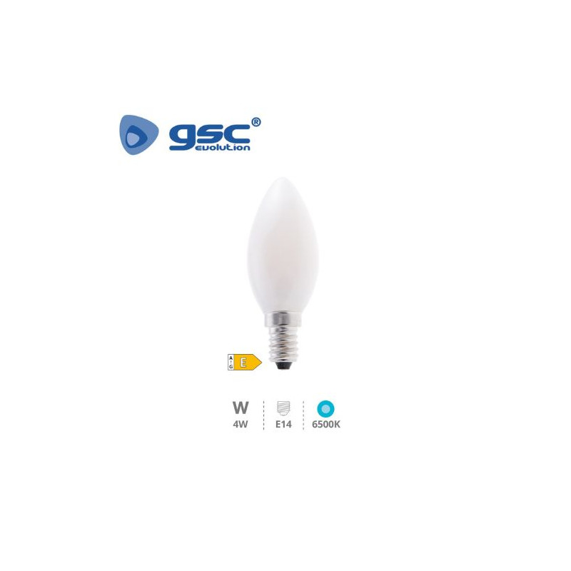 Bombilla Vela LED E14 4w 6500K 470Lm Serie Cristal GSC C10/100