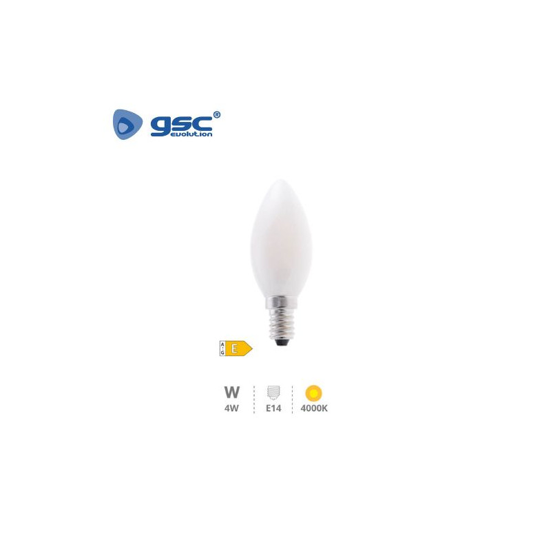 Bombilla Vela LED E14 4w 4000K 470Lm Serie Cristal GSC C10/100