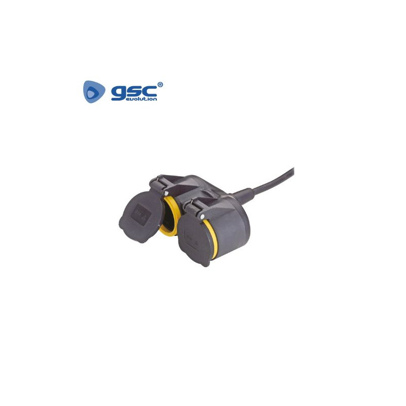 Base 2 Tomas TT con tapas sin Cable IP44 GSC C1/20