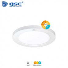 Downlight LED Redondo DIÁMETRO AJUSTABLE 18w CCT Tono ajus. 1550Lm sensor movimiento crepuscular GSC