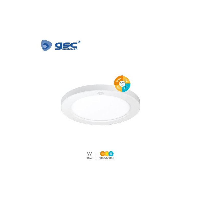 Downlight LED Redondo DIÁMETRO AJUSTABLE 18w CCT Tono ajus. 1550Lm sensor movimiento crepuscular GSC