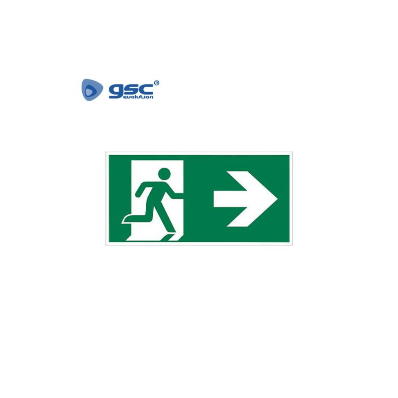 Adhesivo luminarias de emergencia flecha derecha 200x75mm C1/100