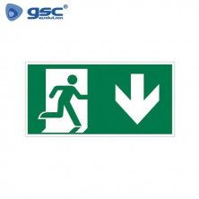 Adhesivo luminarias de emergencia flecha abajo 200x75mm C1/100