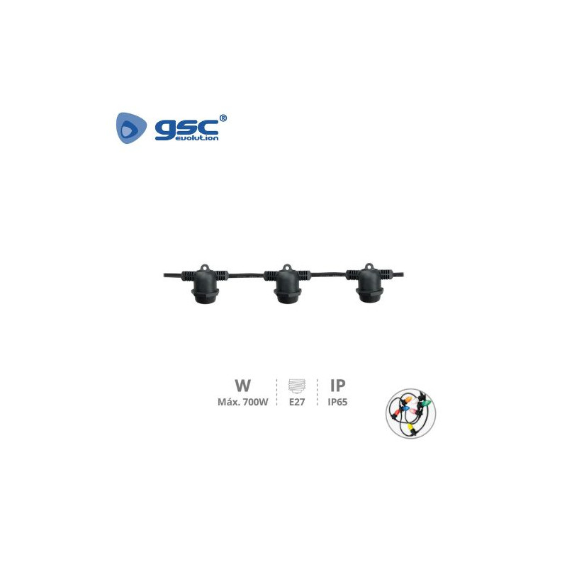 Guirnalda Decorativa 5 portalámparas E27 7m Bombillas NO incluidas 700w Liboi IP65 220V GSC C1/20