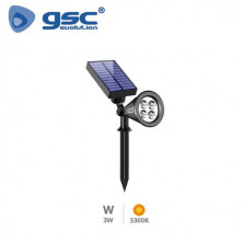 Estaca Jardín Solar LED 3w Regulable 3300K 250Lm Negro Alezu IP67 GSC C1/24