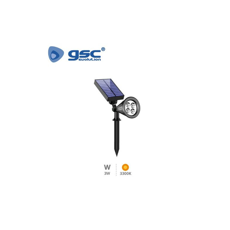 Estaca Jardín Solar LED 3w Regulable 3300K 250Lm Negro Alezu IP67 GSC C1/24