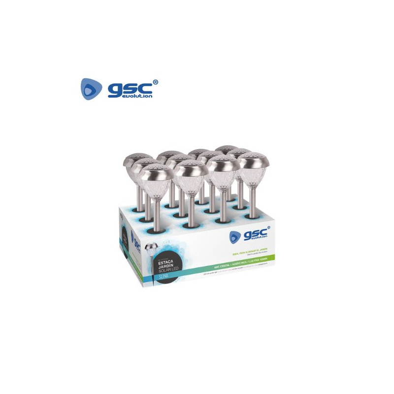 Estaca Jardín Solar LED 10000K Níquel Satín Suna IP44 -12 unidades- Precio por unidad GSC C12/12