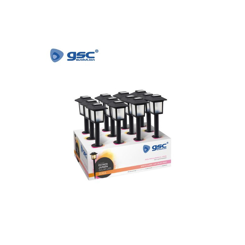 Estaca Jardín Solar LED 2000K Negro Bukka IP44 -12 unidades- Precio por unidad GSC C12/12