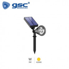 Estaca Jardín Solar LED 3w Regulable 4200K 250Lm Negro Alezu IP67 GSC C1/24