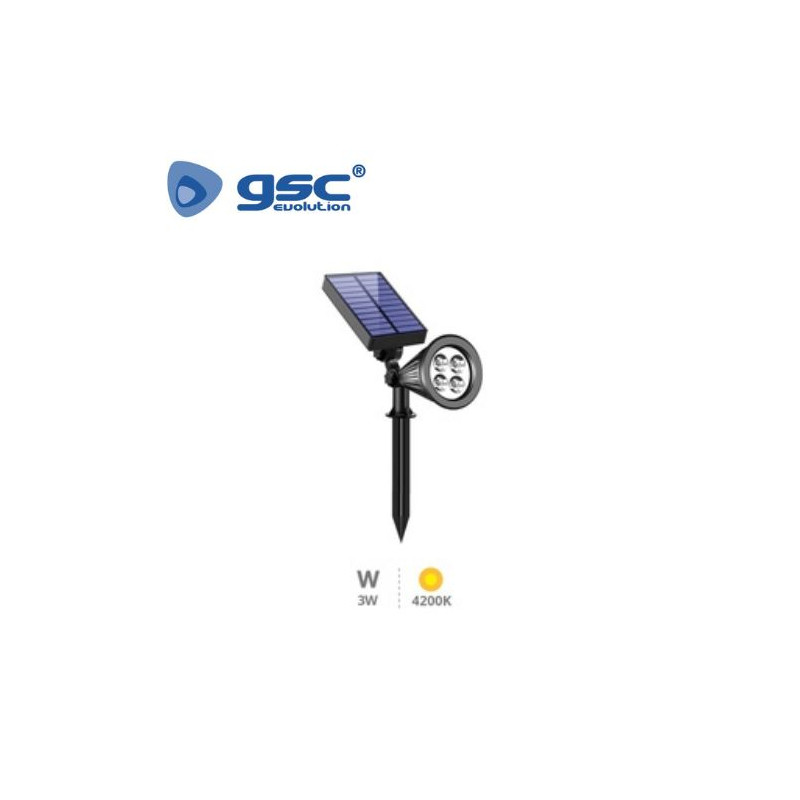 Estaca Jardín Solar LED 3w Regulable 4200K 250Lm Negro Alezu IP67 GSC C1/24