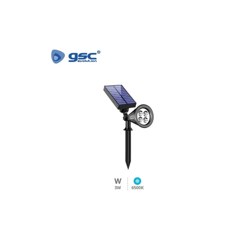 Estaca Jardín Solar LED 3w Regulable 6500K 250Lm Negro Alezu IP67 GSC C1/24