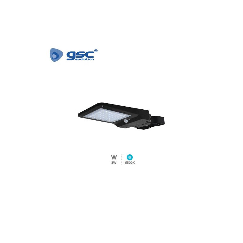 Farola Solar LED 8w 6500K 850 Lm Sensor Crepuscular y movimiento Negro Ornes GSC C1/10 UUS