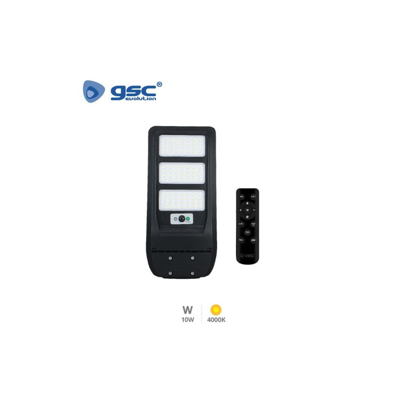 Farola solar LED con sensor de movimiento y crepuscular 14w 4000K 1500Lm Diámetro 40x502x237mm con m