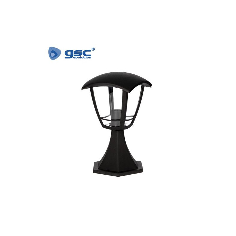 Farol jardín E27 IP44 60w Sobremuro Aluminio Negro Serie Barli  GSC C1/6