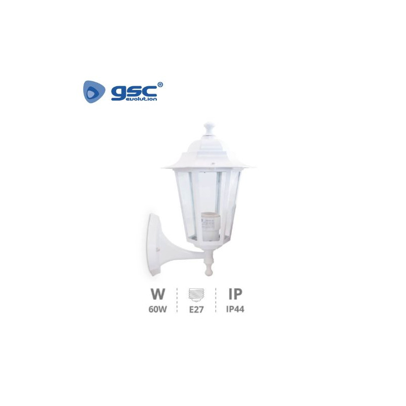 Farol jardin E27 IP44 60w Brazo abajo Alum Blanco 220x230 Serie Alma GSC C1/6