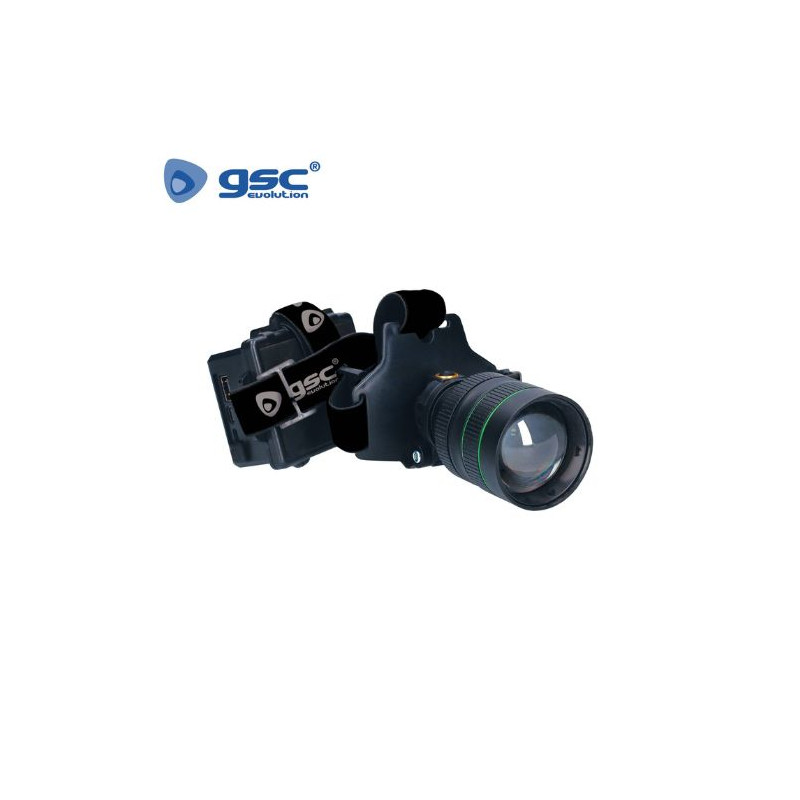 Linterna LED de cabeza con zoom recargable USB 60W + 1,2W