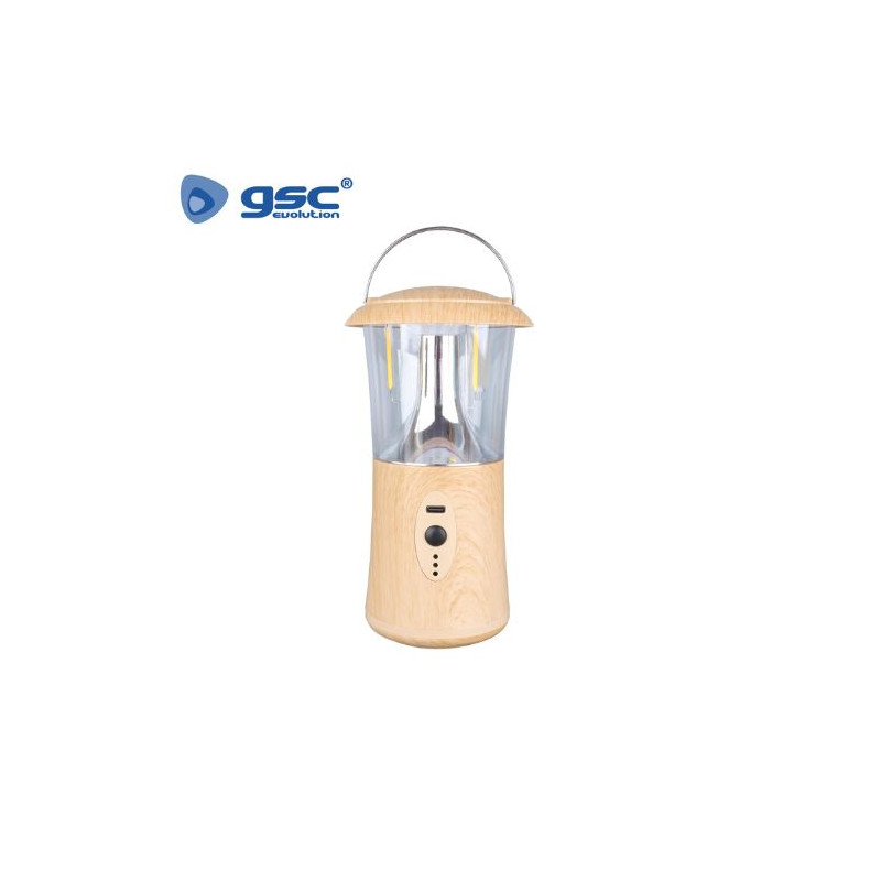 Linterna Camping LED RECARGABLE USB 5w 360Lm Diámetro 95x175mm Marrón IP20 GSC