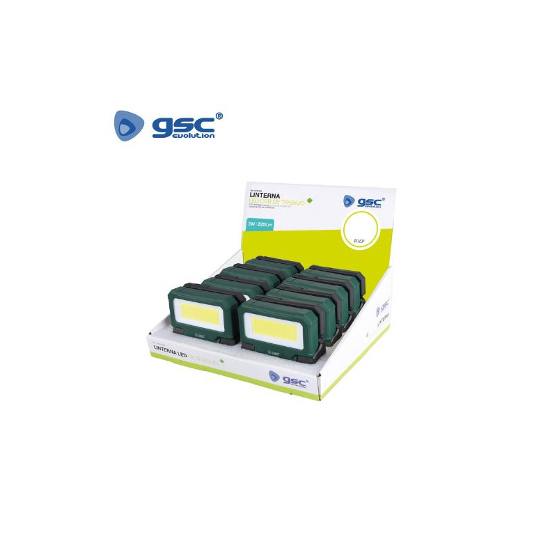 Linterna de trabajo LED 5w 220Lm + 1w 50Lm Funciona a pilas Caja 8 unds. (Precio por unidad) GSC UUS