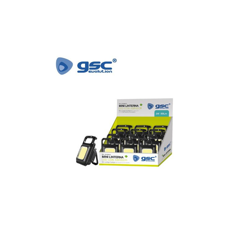 Mini linterna LED RECARGABLE 3w 350Lm con abridor Caja de 12 unidades (Precio por unidad) GSC C12/14