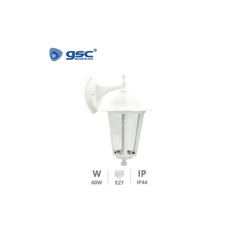 Farol jardin E27 IP44 60w Brazo arriba Alum Blanco 220x230 Serie Alma GSC C1/6