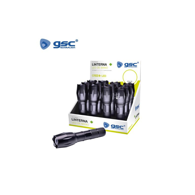 Linterna de mano LED 10w 450Lm Funciona a pilas Caja 12 unidades (Precio por unidad) GSC C12/48