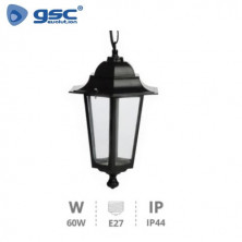 Farol jardin E27 IP44 60w Colgante Alum Negro 190x270 Serie Alma GSC C1/6
