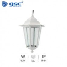 Farol jardin E27 IP44 60w Colgante Alum Blanco 190x270 Serie Alma GSC C1/6