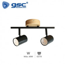 Foco de techo doble lineal GU10 Negro Rintela GSC C1/20
