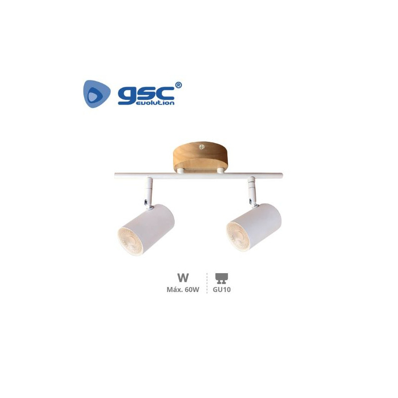 Foco de techo doble lineal GU10 Blanco Rintela GSC C1/20