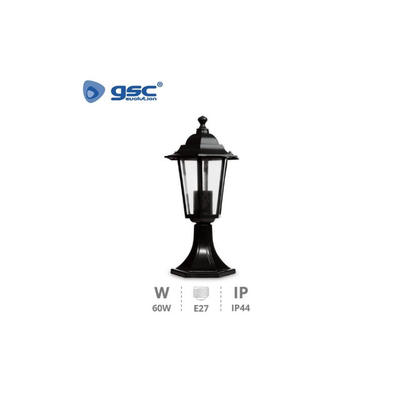 Farol jardin E27 IP44 60w Sobremuro Alum Negro 190x350 Serie Alma GSC C1/6