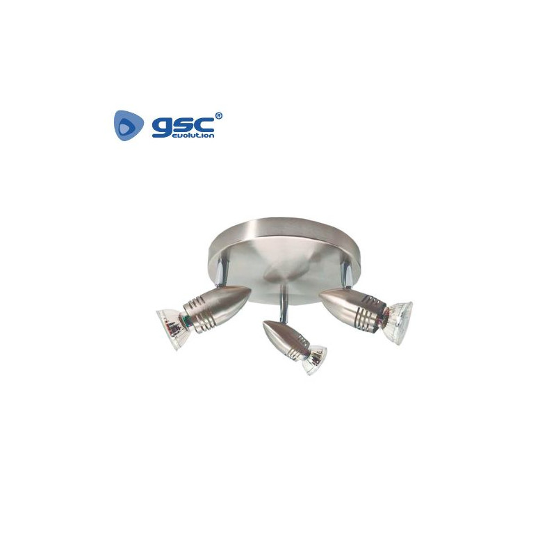 Foco techo/pared Triple circular GU10 Níquel Serie Kegla GSC C1/12