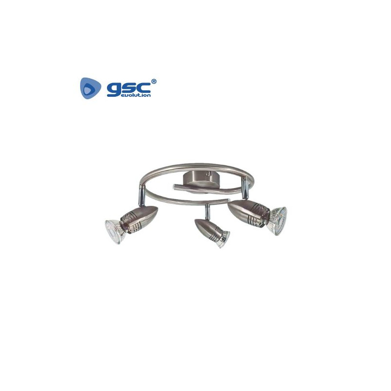 Foco techo/pared Triple espiral GU10 Níquel Serie Kegla GSC C1/12