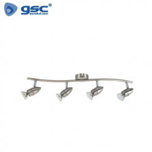 Foco techo/pared cuádruple lineal GU10 Níquel Serie Kegla GSC C1/8